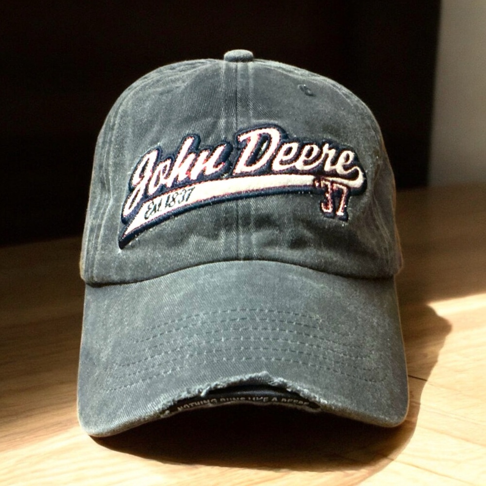 John Deere Distressed Black Cap